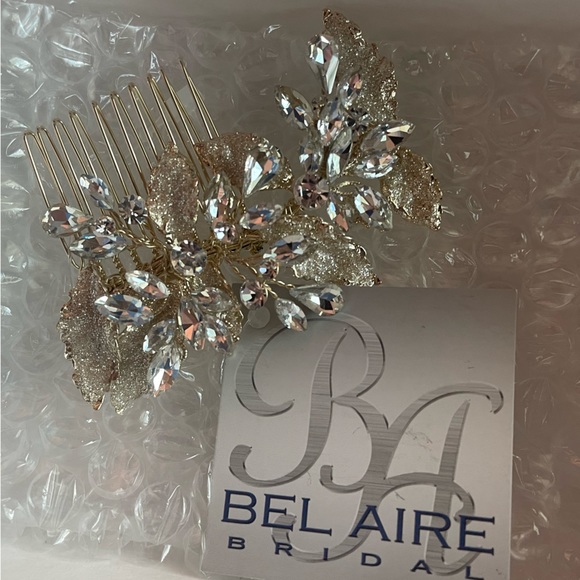 Bel Aire Bridal Hair Comb Crystal Gold New with Tags